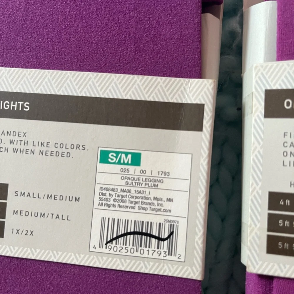 Merona Opaque Footless Tights — Purple (S/M) - Picture 5 of 7